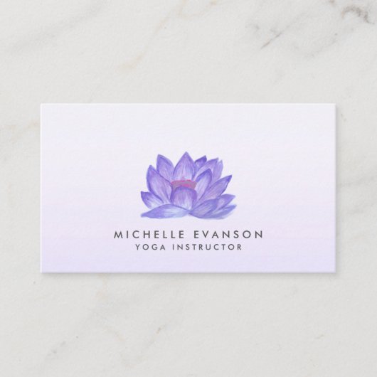 Paarse Floral Lotus Elegant Yoga Instructor Visitekaartje (Voorkant)