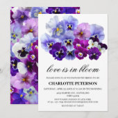 Paarse Floral Love is in Bloom Vrijgezellenfeest Kaart (Voorkant / Achterkant)