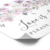 Paarse Floral Love is Sweet Dessert Bar Sign Poster (Hoek)