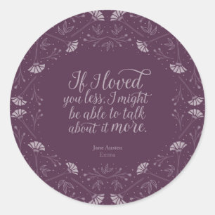 Paarse Floral Love Quote Emma Jane Austen Ronde Sticker