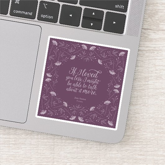 Paarse Floral Love Quote Emma Jane Austen Sticker (Detail)