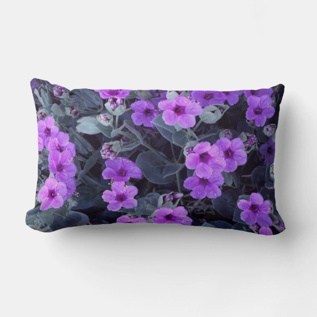 Paarse Floral Lumbar Pillow Kussen (Voorkant)