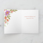  Paarse Floral Mam is Alles Moederdag Kaart (Binnen)