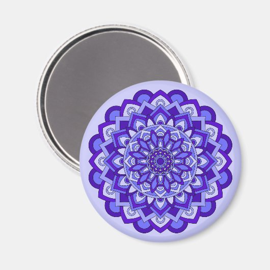 Paarse Floral Mandala Magneet (Voorkant / Achterkant)