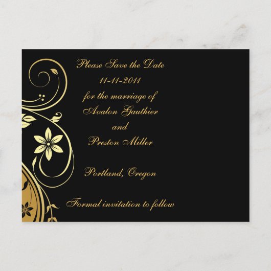 Paarse Floral Masquerde Save the Date Briefkaart (Achterkant)