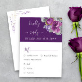 Paarse Floral Meal Option Wedding RSVP