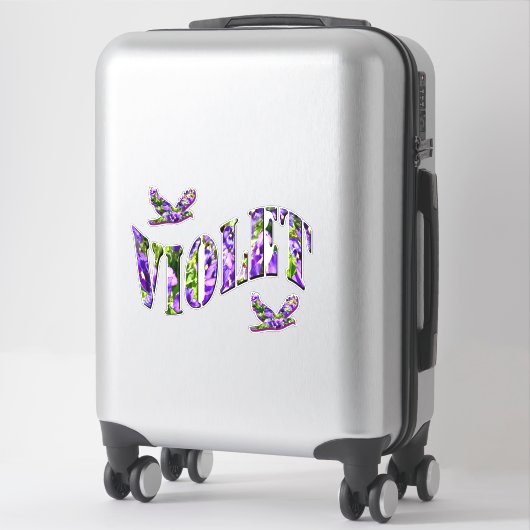 Paarse Floral meisjes naam Violet, Sticker (Koffer)