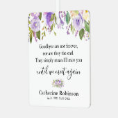 Paarse Floral Memorial Metalen Ornament (Voorkant links)