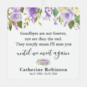 Paarse Floral Memorial Metalen Ornament (Voorkant)