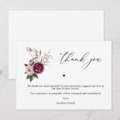 Paarse Floral Memorial Service Bedankkaart (Voorkant / Achterkant)