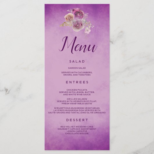 Paarse Floral Menu (Voorkant)