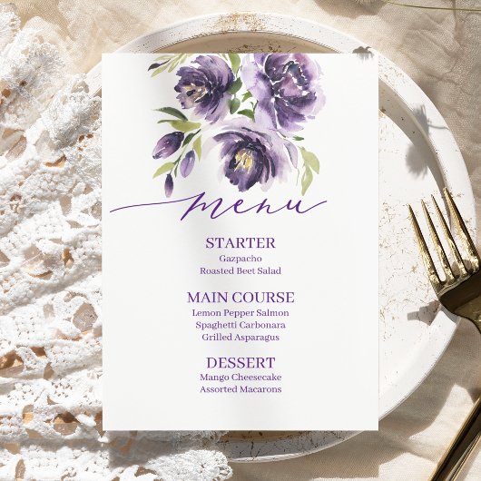 Paarse Floral Menu