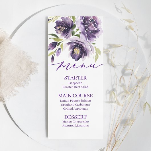 Paarse Floral Menu