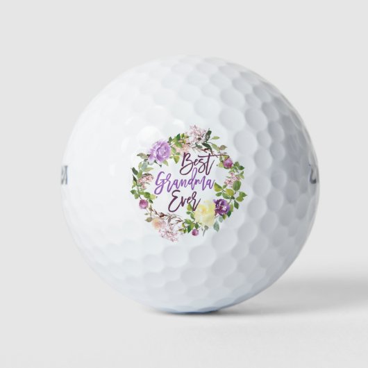 Paarse Floral met de beste grootmoeder ooit Golfballen (Voorkant)