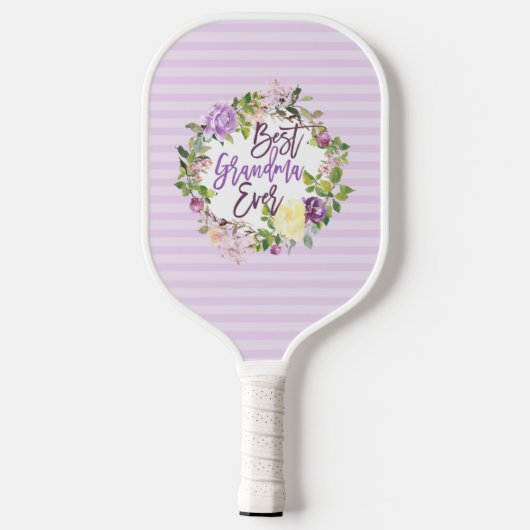 Paarse Floral met de beste grootmoeder ooit Pickleball Paddle (Achterkant)