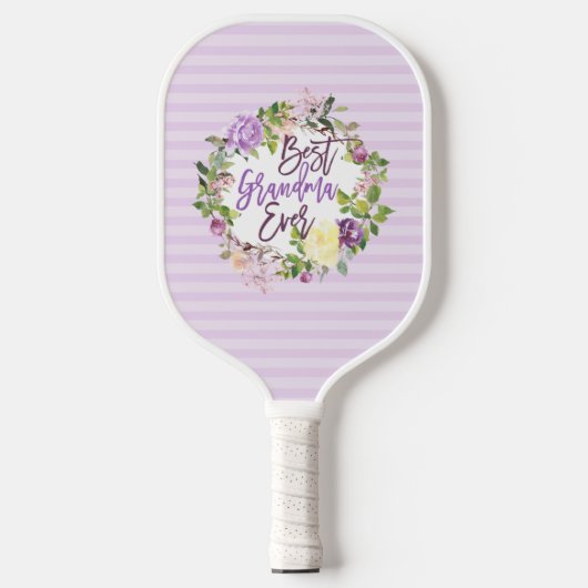 Paarse Floral met de beste grootmoeder ooit Pickleball Paddle (Voorkant)