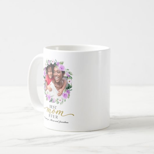 Paarse Floral met de beste Moederdag van mama ooit Koffiemok (Voorkant links)