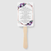 Paarse Floral Modern Botanisch Huwelijksprogramma Handwaaier (Achterkant)