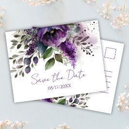 Paarse Floral Modern Botanische Boho sparen de dat Briefkaart