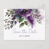 Paarse Floral Modern Botanische Boho sparen de dat Briefkaart (Voorkant)