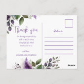Paarse Floral Modern Elegant Weddenschap Hartelijk Briefkaart (Achterkant)