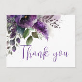 Paarse Floral Modern Elegant Weddenschap Hartelijk Briefkaart (Voorkant)