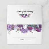 Paarse Floral Modern Elegant Wedding Plaatskaartje (Buitenkant ongevouwen)