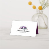 Paarse Floral Modern Elegant Wedding Plaatskaartje (Achterkant)