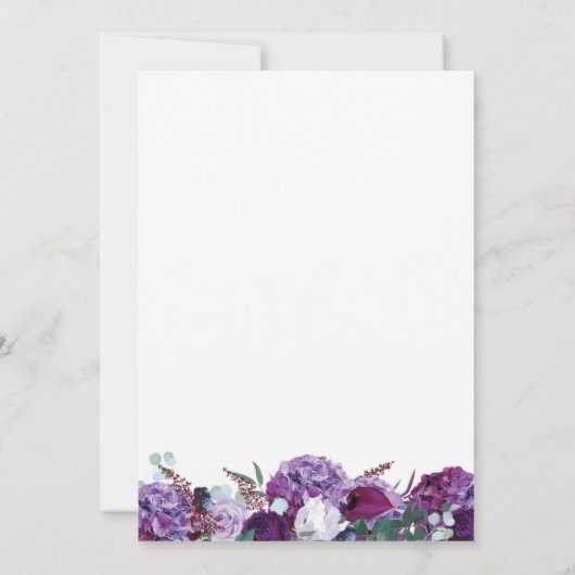 Paarse Floral Modern Geometric Wedding Kaart (Achterkant)