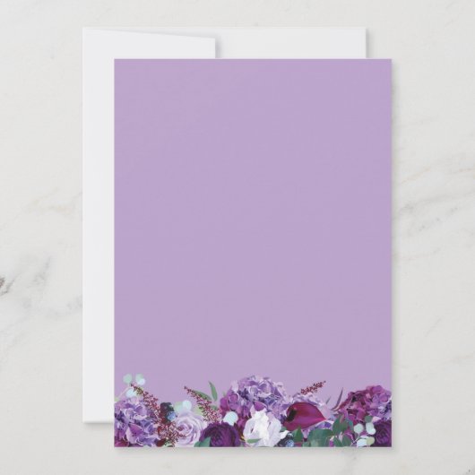 Paarse Floral Modern Geometrisch Bruiloft Kaart (Achterkant)