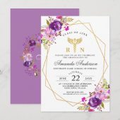 Paarse Floral Modern Nursing School Afstuderen Kaart (Voorkant / Achterkant)