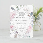 Paarse Floral Modern Waterolor Wedding Kaart (Staand voorkant)