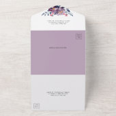 Paarse Floral Modern Wedding All In One Uitnodiging (Buitenkant)