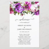 Paarse Floral Modern Wedding Programme (Voorkant)