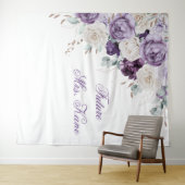 Paarse Floral Modern Wedding Wandkleed (In Situ (horizontaal))