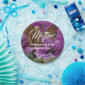 Paarse Floral MOEDERDAG BIRTHDAY Celebration Papieren Bordje (Feest)