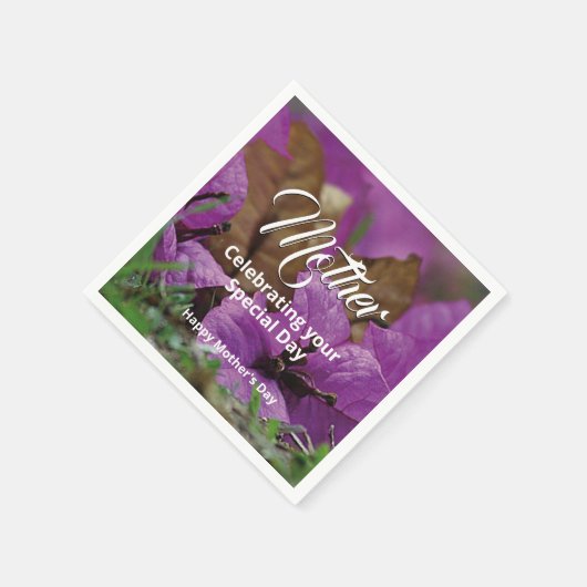 Paarse Floral MOEDERDAG BIRTHDAY Servet (Hoek)