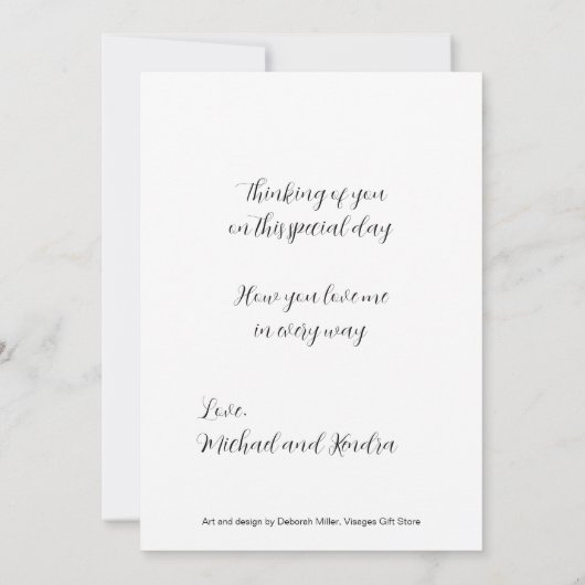 Paarse Floral Moederdag platte Kaart (Achterkant)