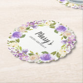 Paarse Floral Monogram 100e verjaardag Kartonnen Onderzetters (Gekanteld)