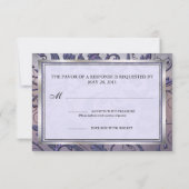 Paarse Floral-Monogram-antwoordkaart RSVP Kaartje (Achterkant)