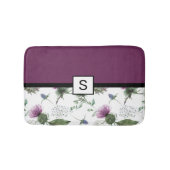 Paarse Floral Monogram Badmat (Voorkant)