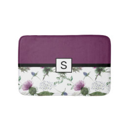 Paarse Floral Monogram Badmat