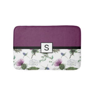 Paarse Floral Monogram Badmat