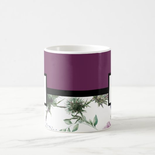 Paarse Floral Monogram Koffiemok (Center)