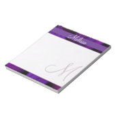 Paarse Floral Monogram Notitieblok (Linkerzijde)