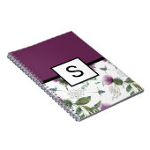 Paarse Floral Monogram Notitieboek (Rechterzijde)
