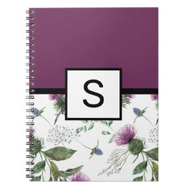 Paarse Floral Monogram Notitieboek