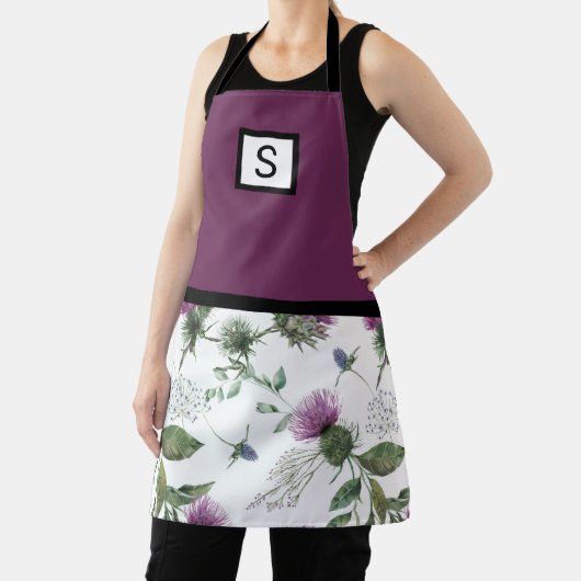 Paarse Floral Monogram Schort (Insitu)