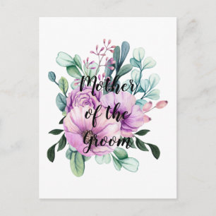 Paarse Floral MOTHER of the GROOM Wedding Bridal Briefkaart