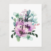 Paarse Floral MOTHER of the GROOM Wedding Bridal Briefkaart (Voorkant)